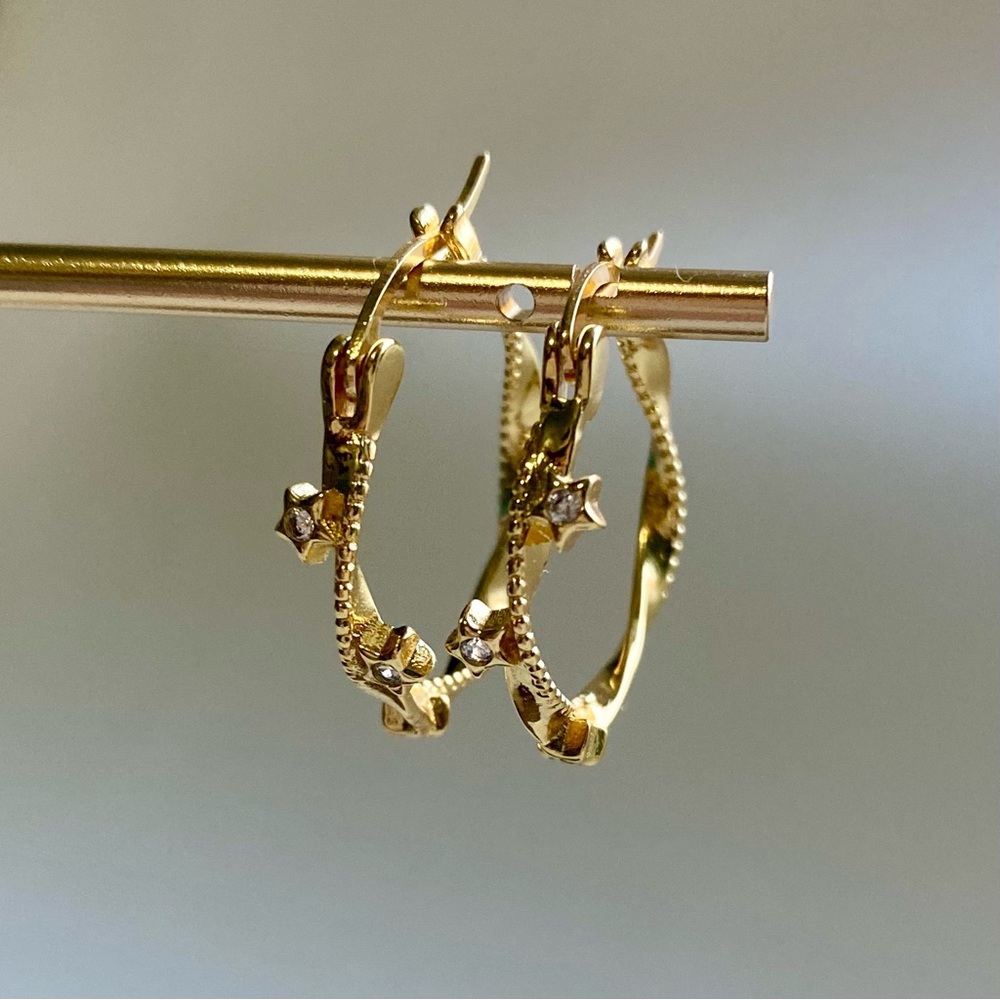 Gold Star Hoop Earrings